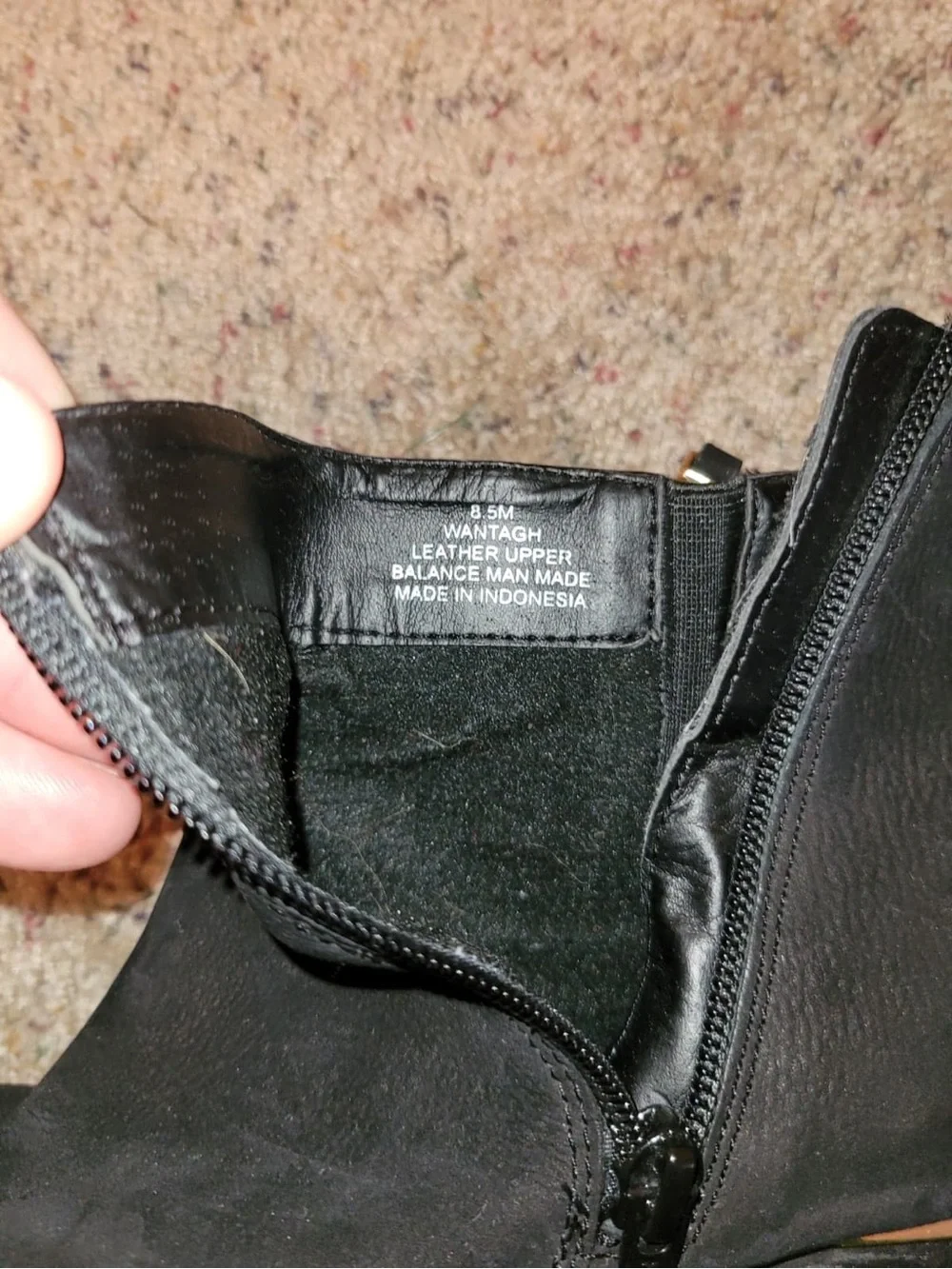 Steve Madden Wantagh Boots Size 8.5 Genuine Leather Black Side Zipper